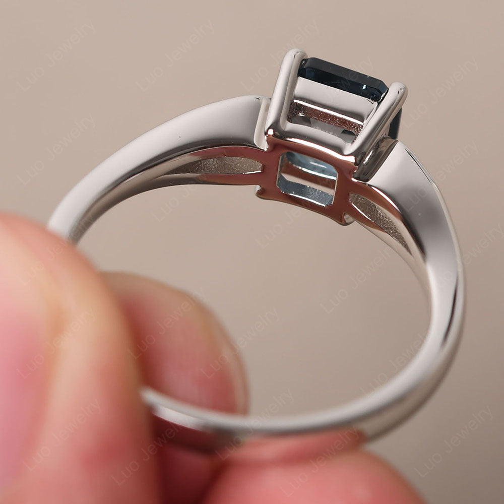 London Blue Topaz Gold Asscher Cut Engagement Ring - LUO Jewelry