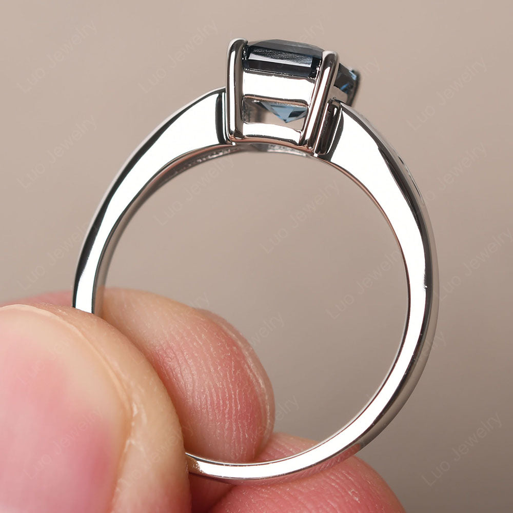 London Blue Topaz Gold Asscher Cut Engagement Ring - LUO Jewelry
