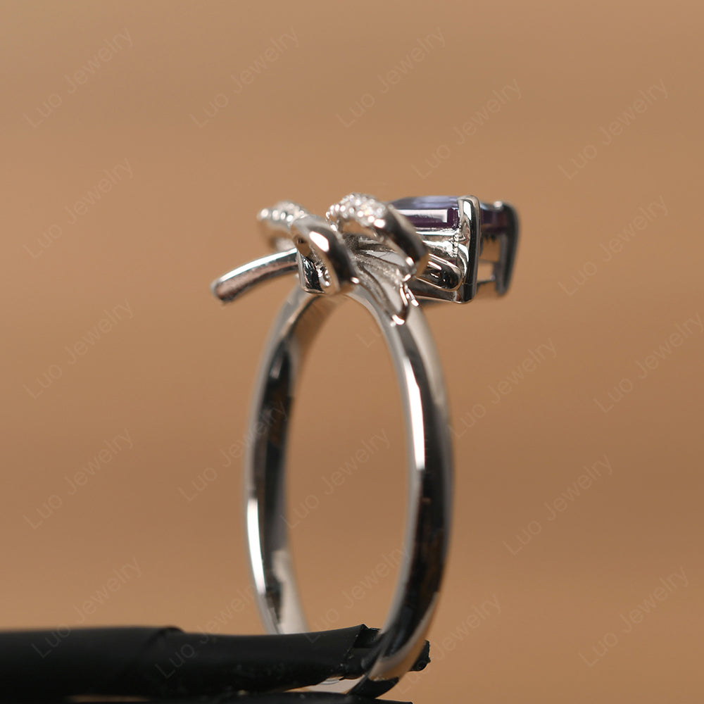 Asscher Cut Alexandrite Bowknot Ring - LUO Jewelry