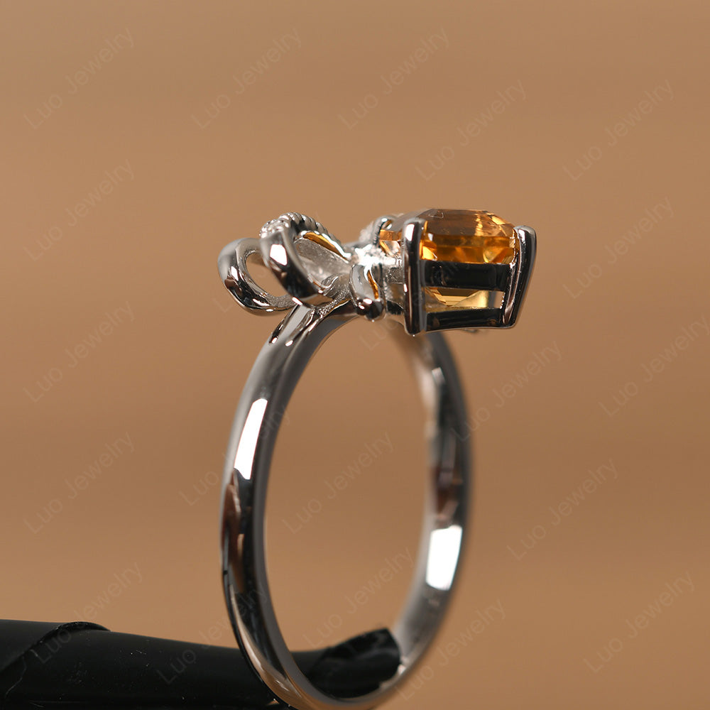 Asscher Cut Citrine Bowknot Ring - LUO Jewelry