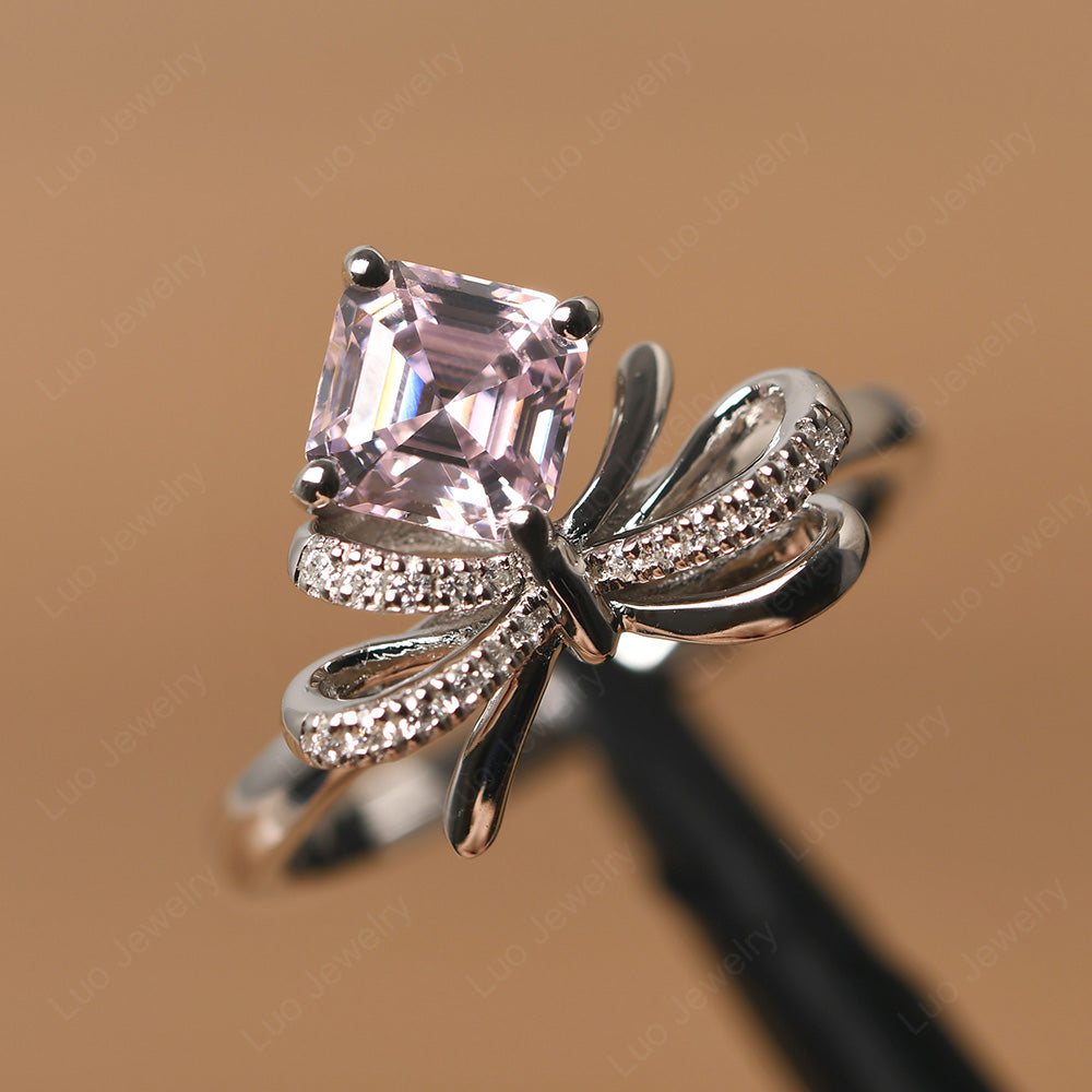 Asscher Cut Cubic Zirconia Bowknot Ring - LUO Jewelry