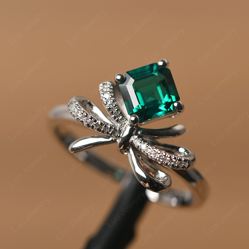 Asscher Cut Emerald Bowknot Ring - LUO Jewelry