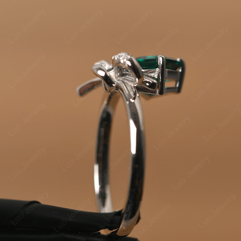 Asscher Cut Emerald Bowknot Ring - LUO Jewelry