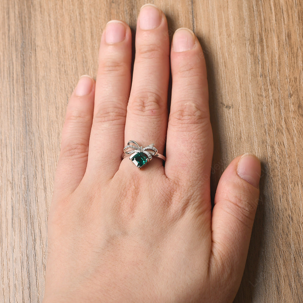 Asscher Cut Emerald Bowknot Ring - LUO Jewelry