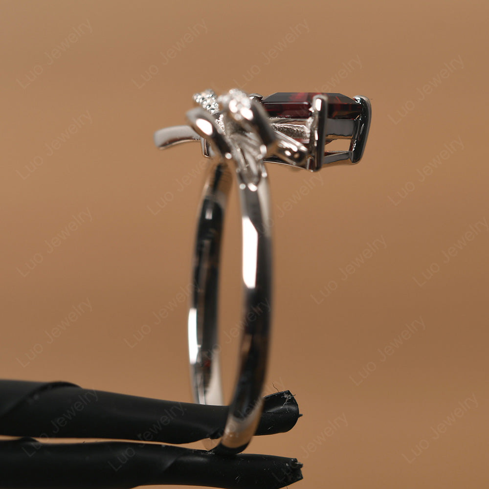 Asscher Cut Garnet Bowknot Ring - LUO Jewelry