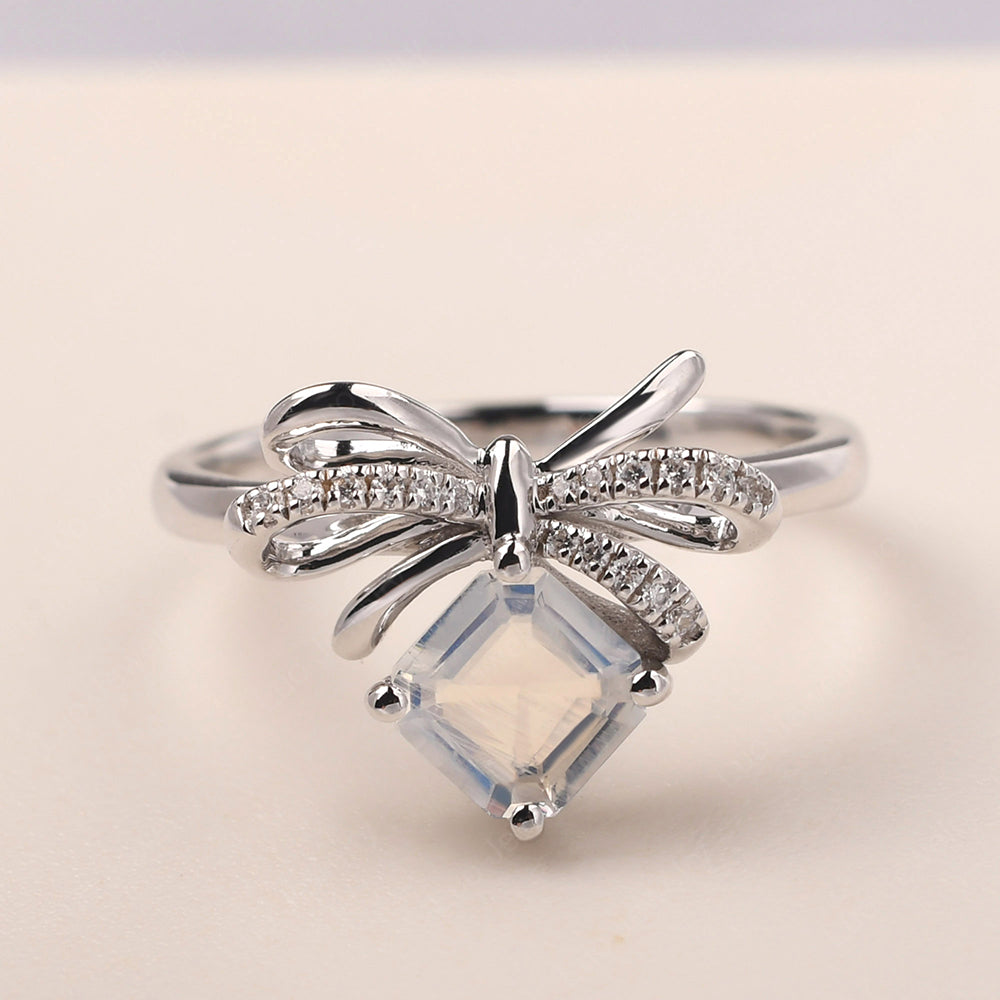 Asscher Cut Moonstone Bowknot Ring - LUO Jewelry