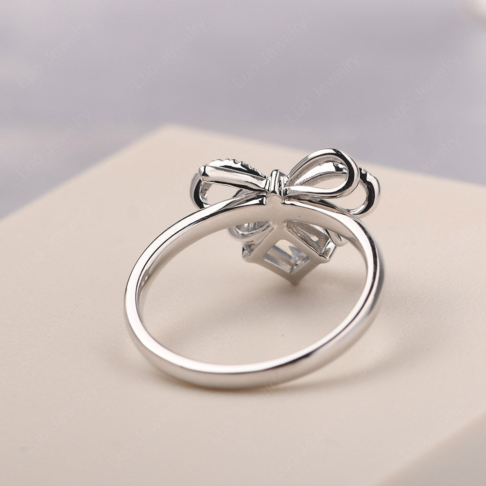 Asscher Cut Moonstone Bowknot Ring - LUO Jewelry