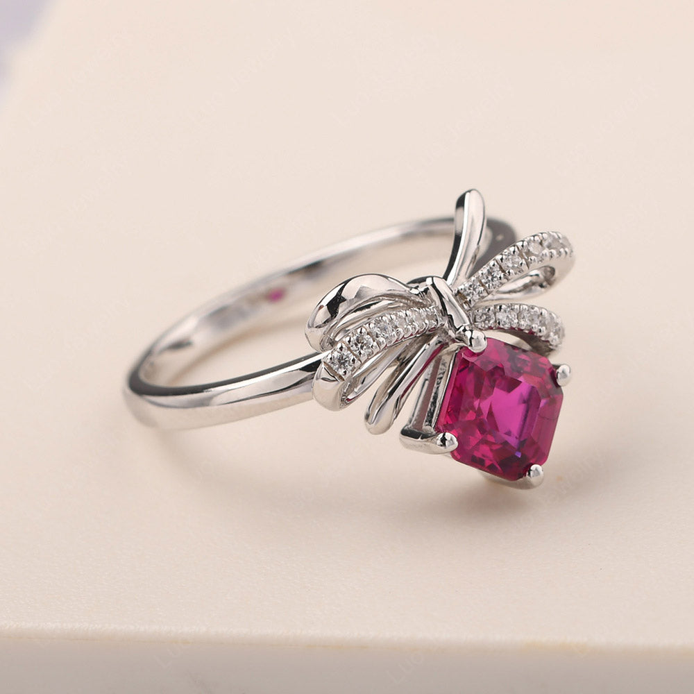 Asscher Cut Ruby Bowknot Ring - LUO Jewelry