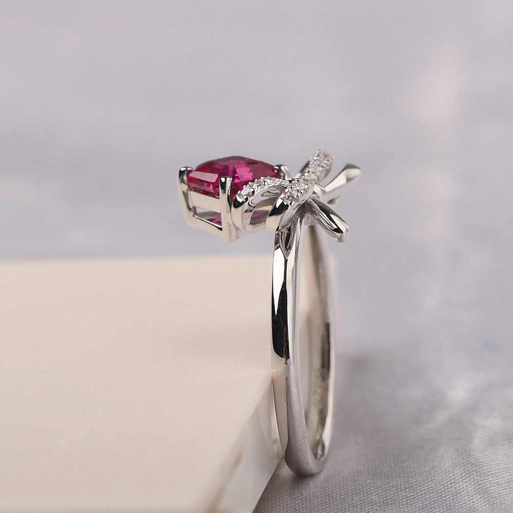 Asscher Cut Ruby Bowknot Ring - LUO Jewelry