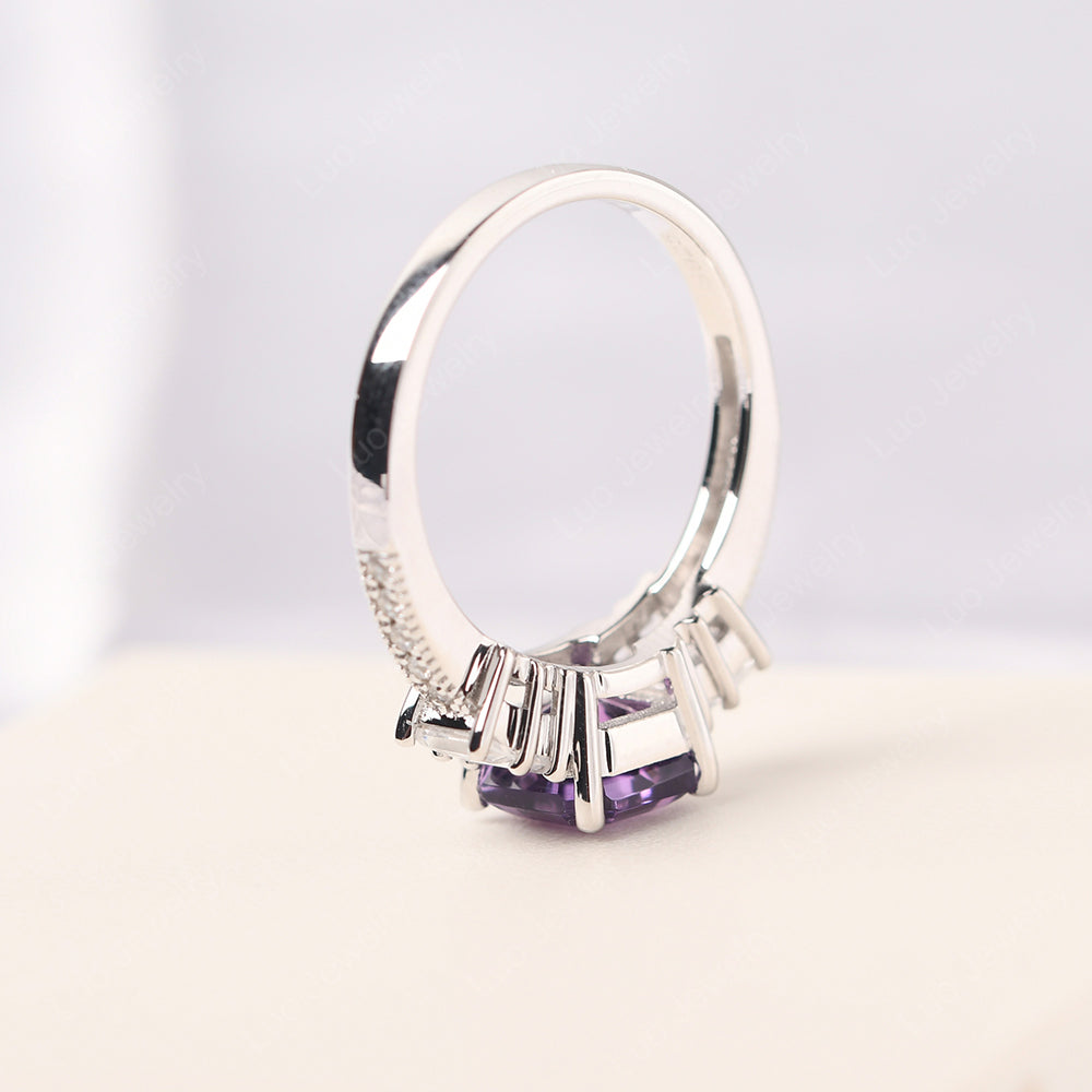 Asscher Cut Amethyst Engagement Ring With Baguette - LUO Jewelry