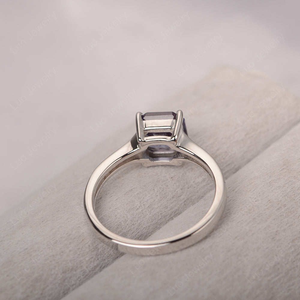 Alexandrite Ring Asscher Cut Engagement Ring - LUO Jewelry