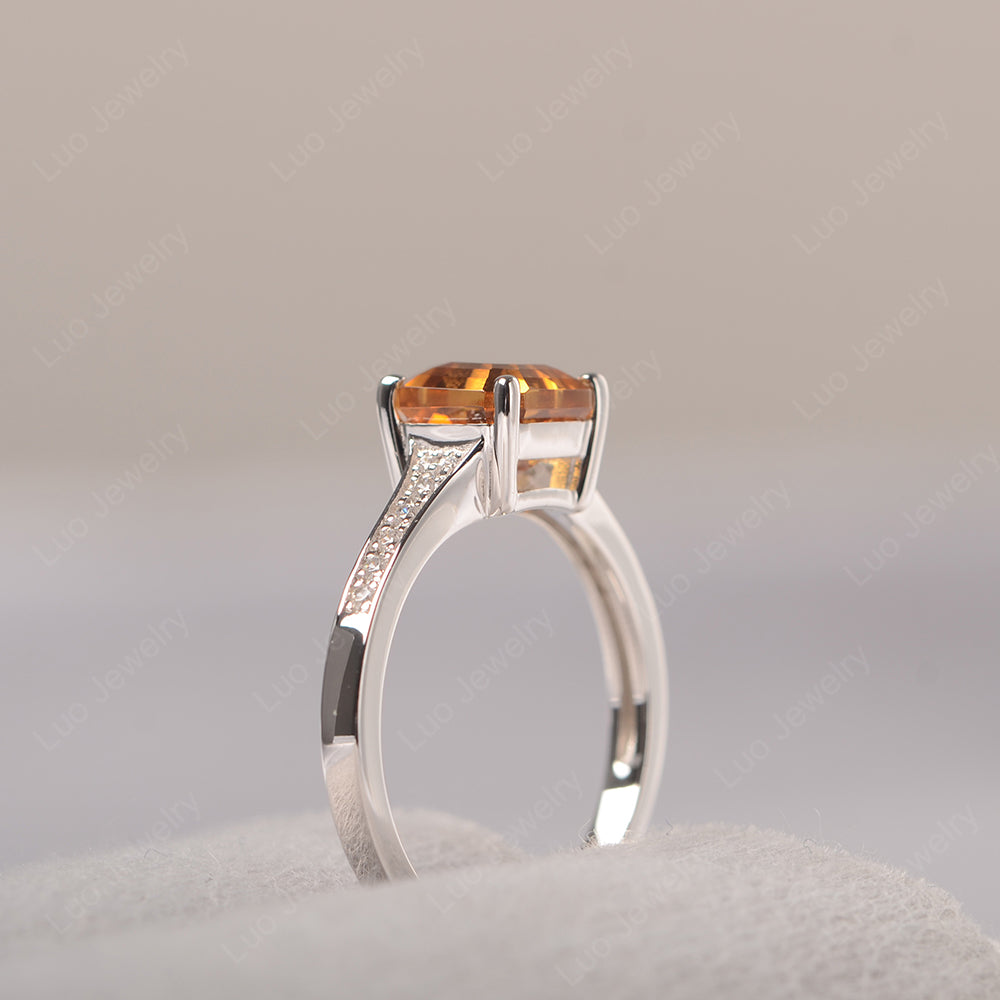 Citrine Ring Asscher Cut Engagement Ring - LUO Jewelry