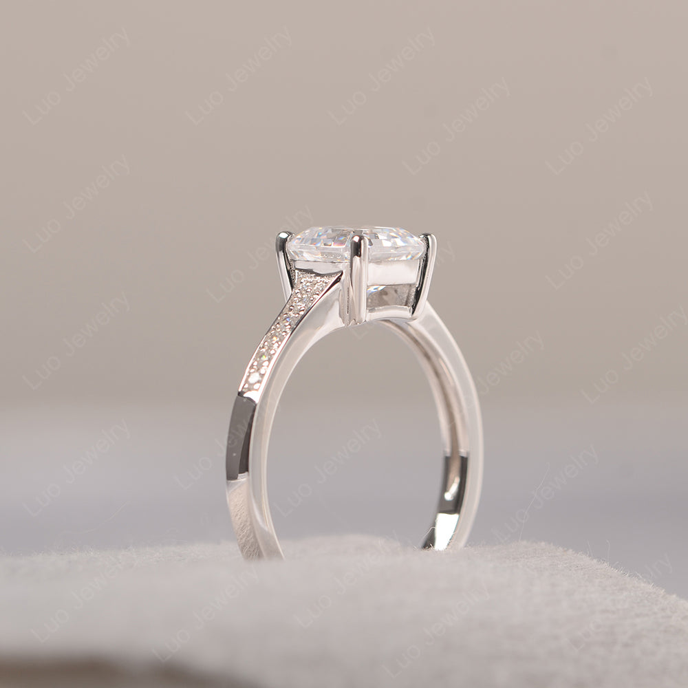 Cubic Zirconia Ring Asscher Cut Engagement Ring - LUO Jewelry