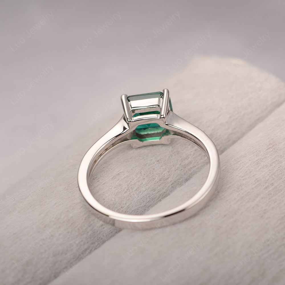 Lab Emerald Ring Asscher Cut Engagement Ring - LUO Jewelry
