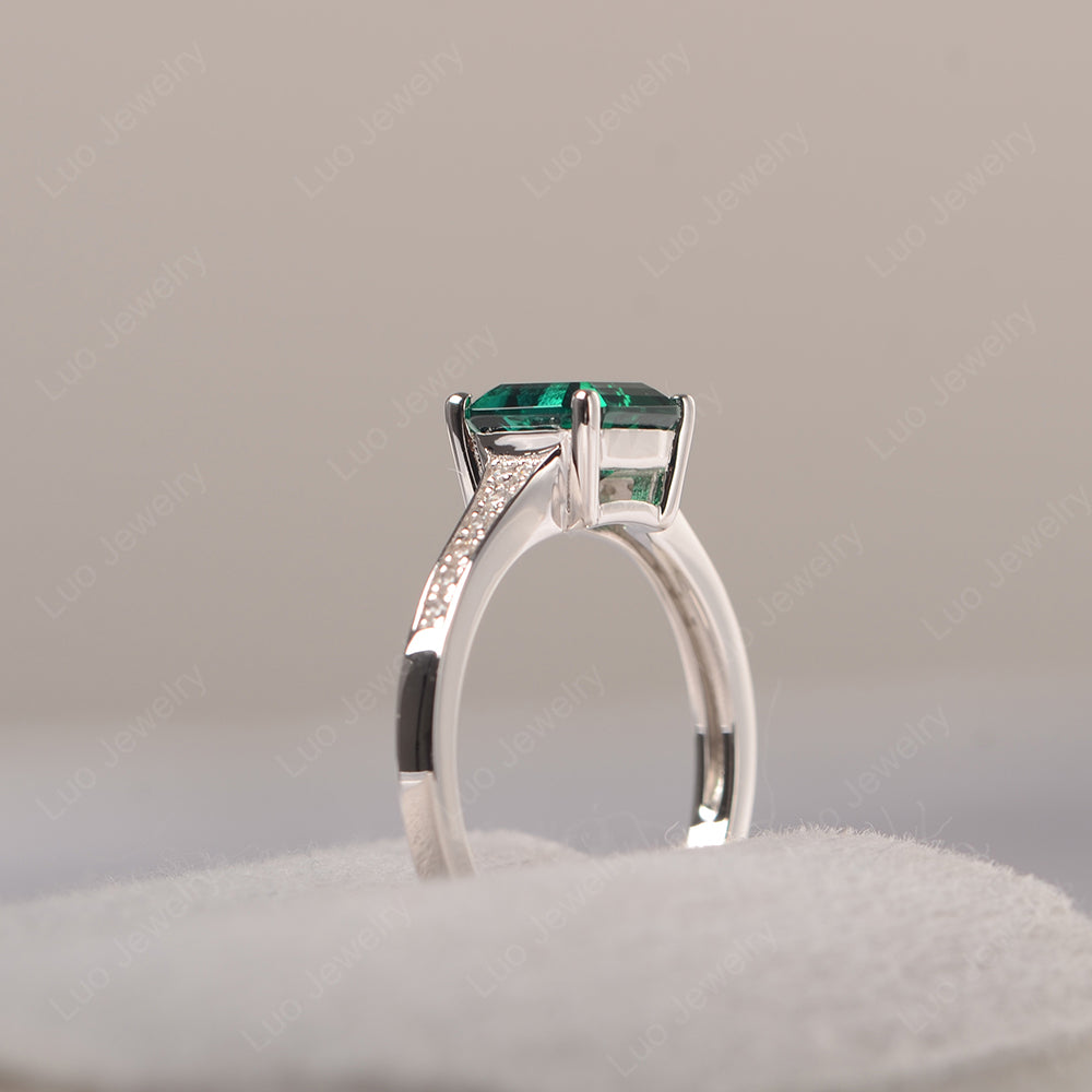 Lab Emerald Ring Asscher Cut Engagement Ring - LUO Jewelry