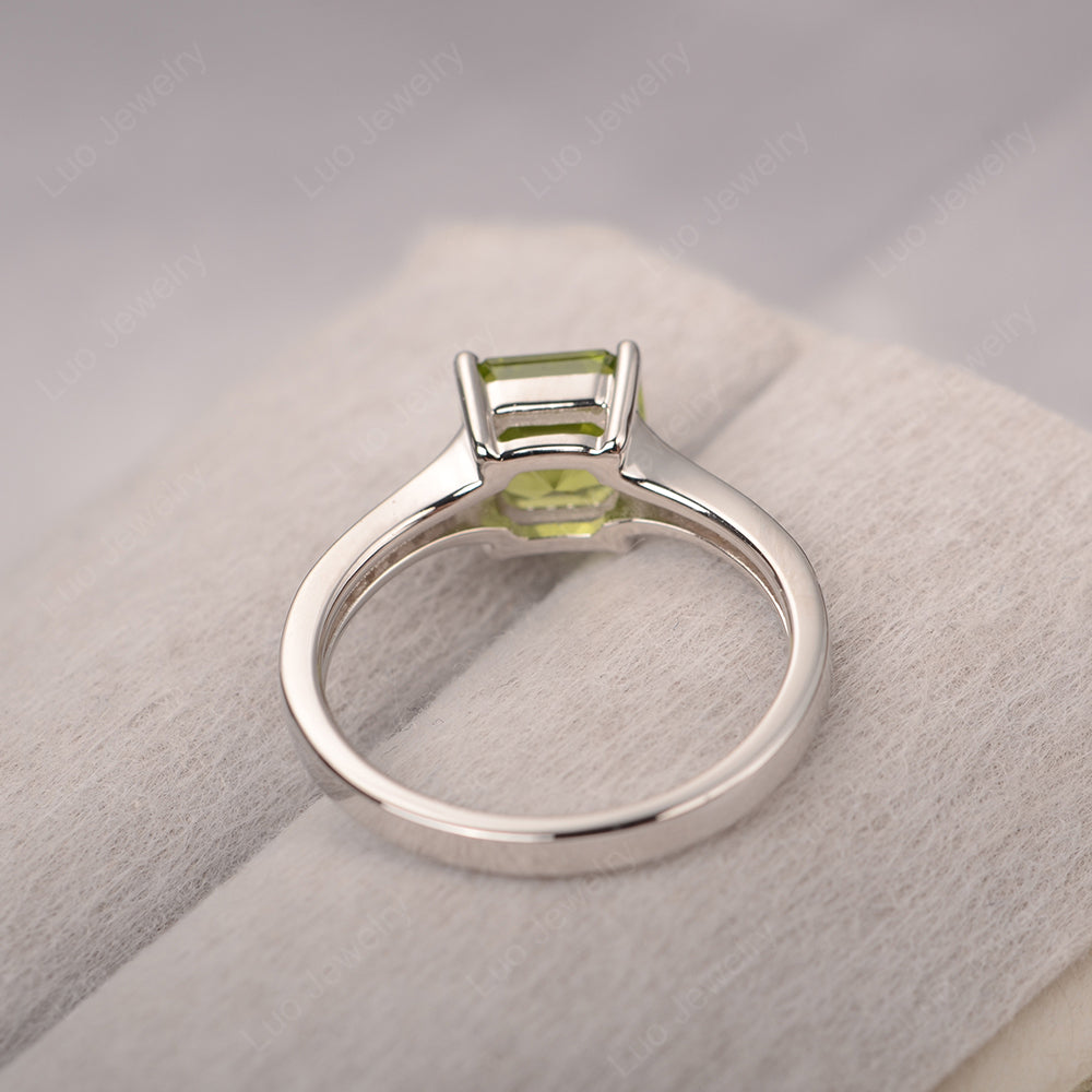 Peridot Ring Asscher Cut Engagement Ring - LUO Jewelry