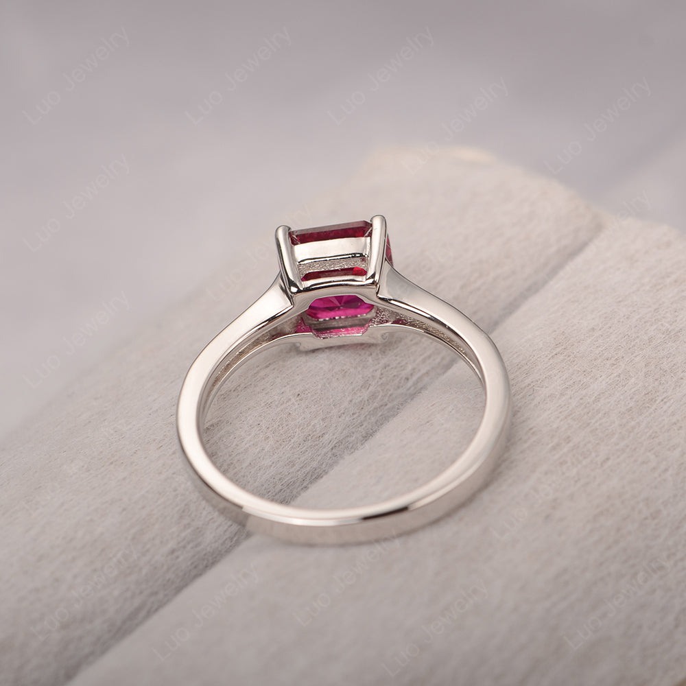 Ruby Ring Asscher Cut Engagement Ring - LUO Jewelry