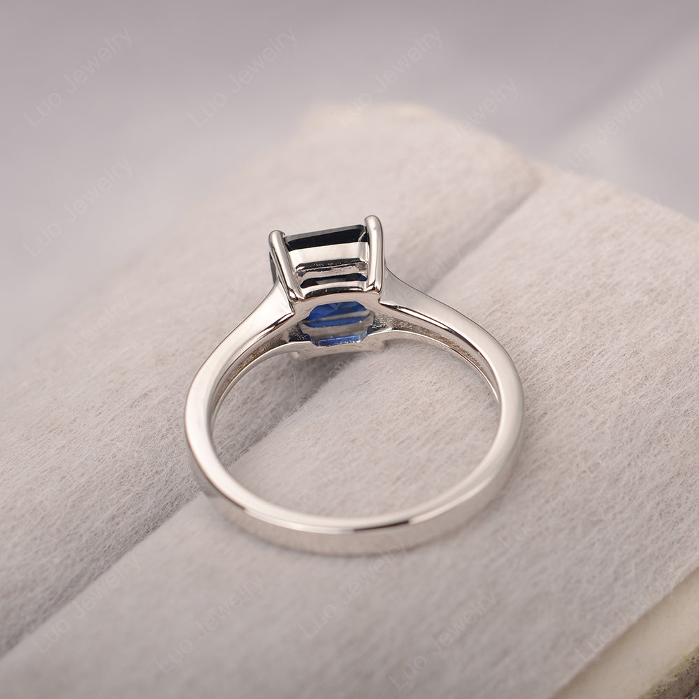 Lab Sapphire Ring Asscher Cut Engagement Ring - LUO Jewelry