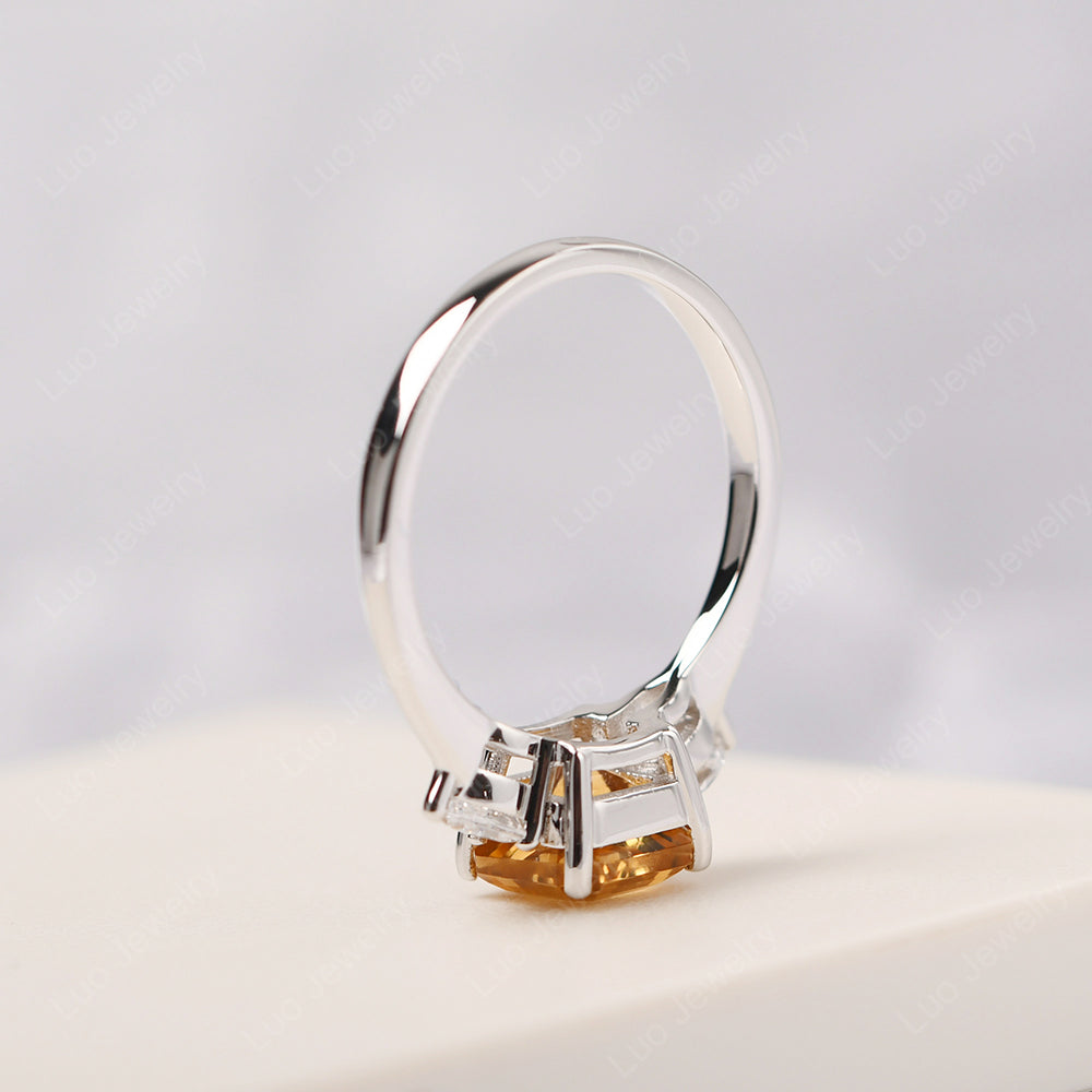 Asscher Cut Citrine Ring With Pear Side Stone - LUO Jewelry