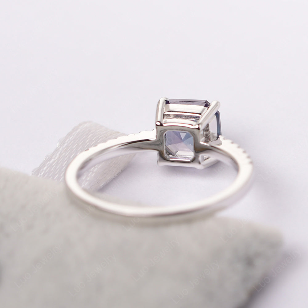 Asscher Cut Engagement Ring Alexandrite Ring - LUO Jewelry