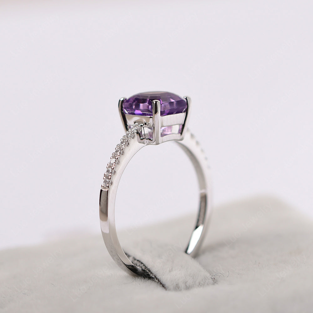 Asscher Cut Engagement Ring Amethyst Ring - LUO Jewelry