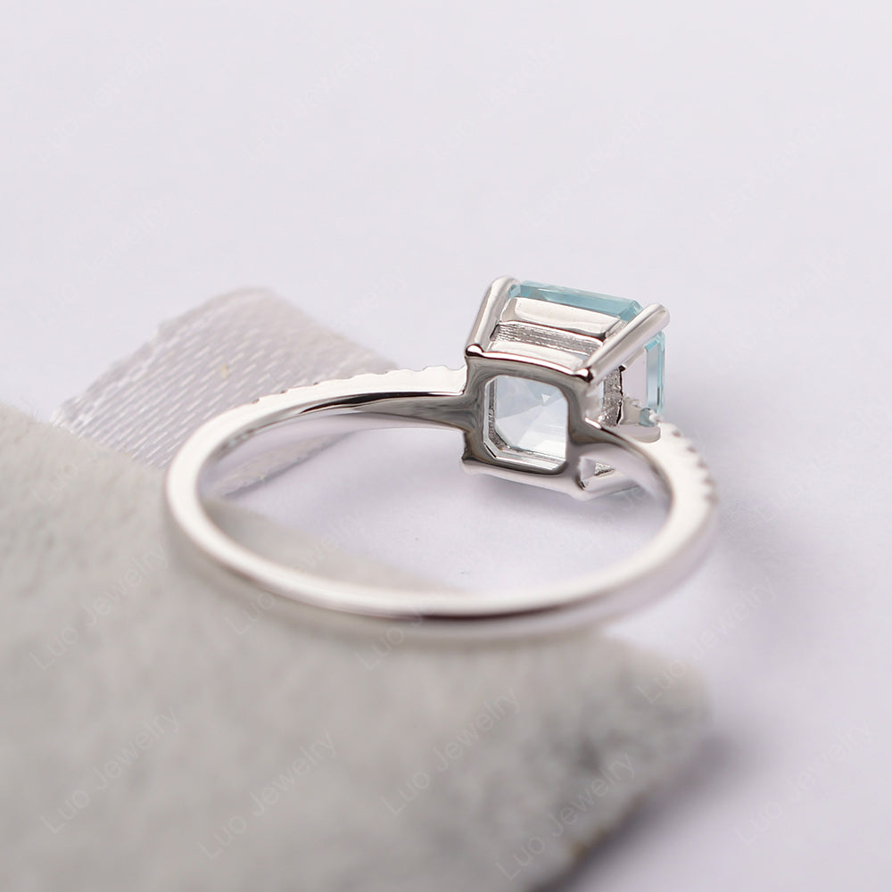 Asscher Cut Engagement Ring Aquamarine Ring - LUO Jewelry