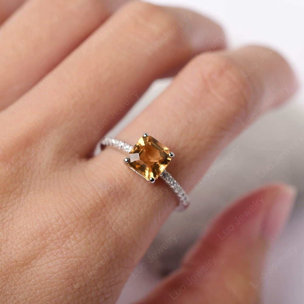 Asscher Cut Engagement Ring Citrine Ring - LUO Jewelry