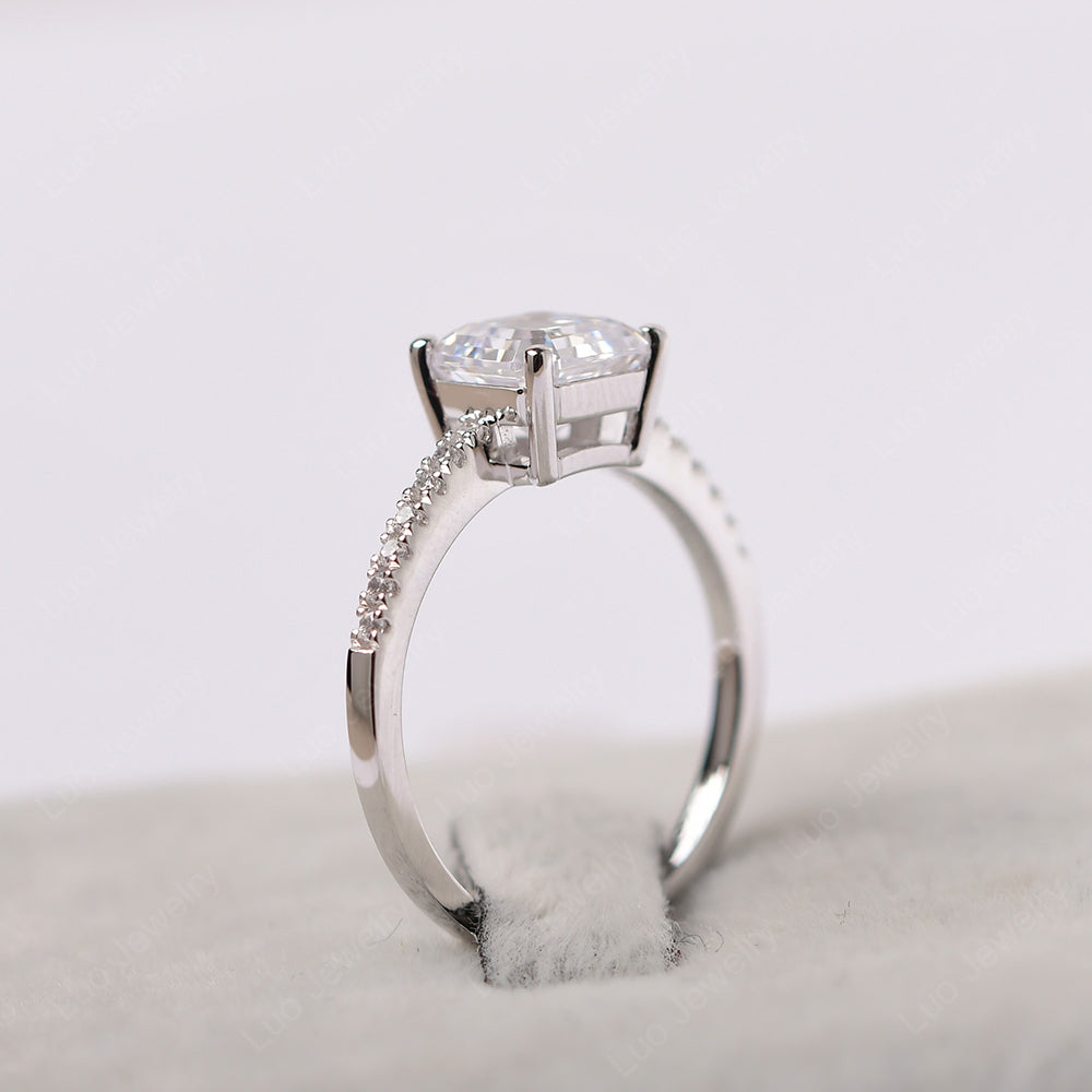 Asscher Cut Engagement Ring Cubic Zirconia Ring - LUO Jewelry