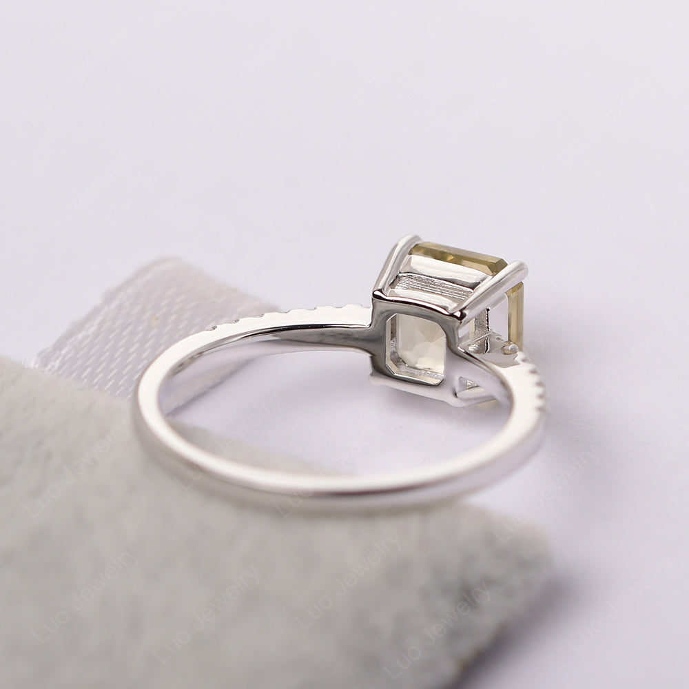 Asscher Cut Engagement Ring Lemon Quartz Ring - LUO Jewelry
