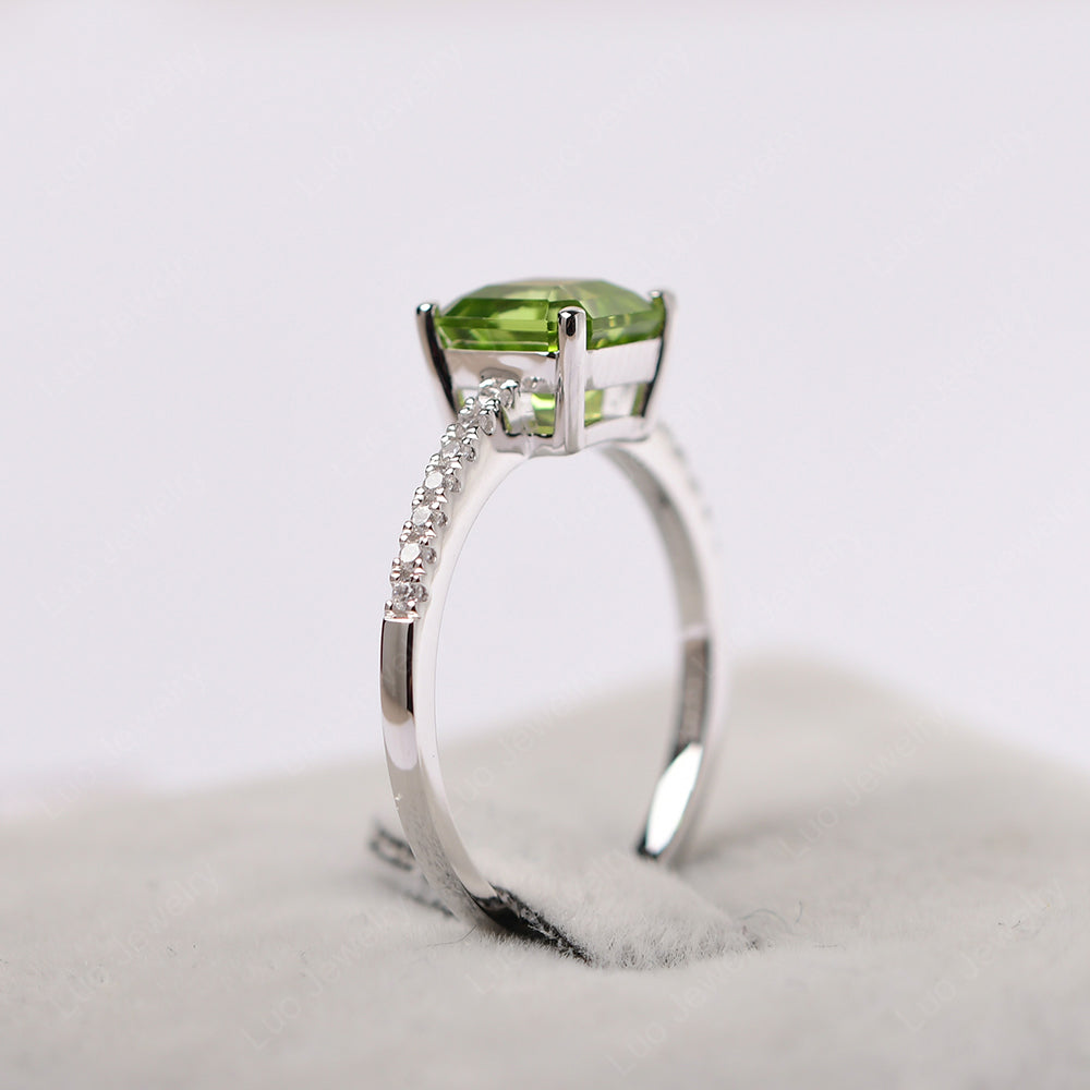 Asscher Cut Engagement Ring Peridot Ring - LUO Jewelry