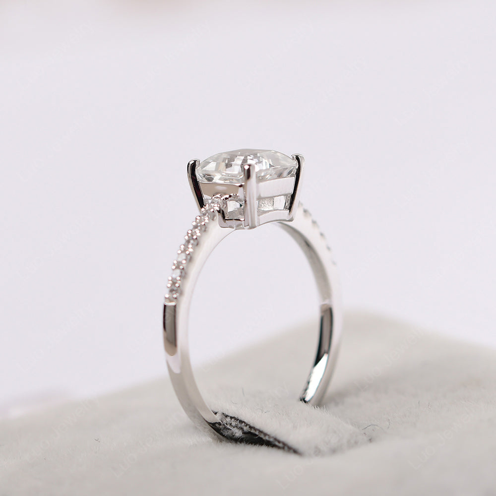 Asscher Cut Engagement Ring White Topaz Ring - LUO Jewelry