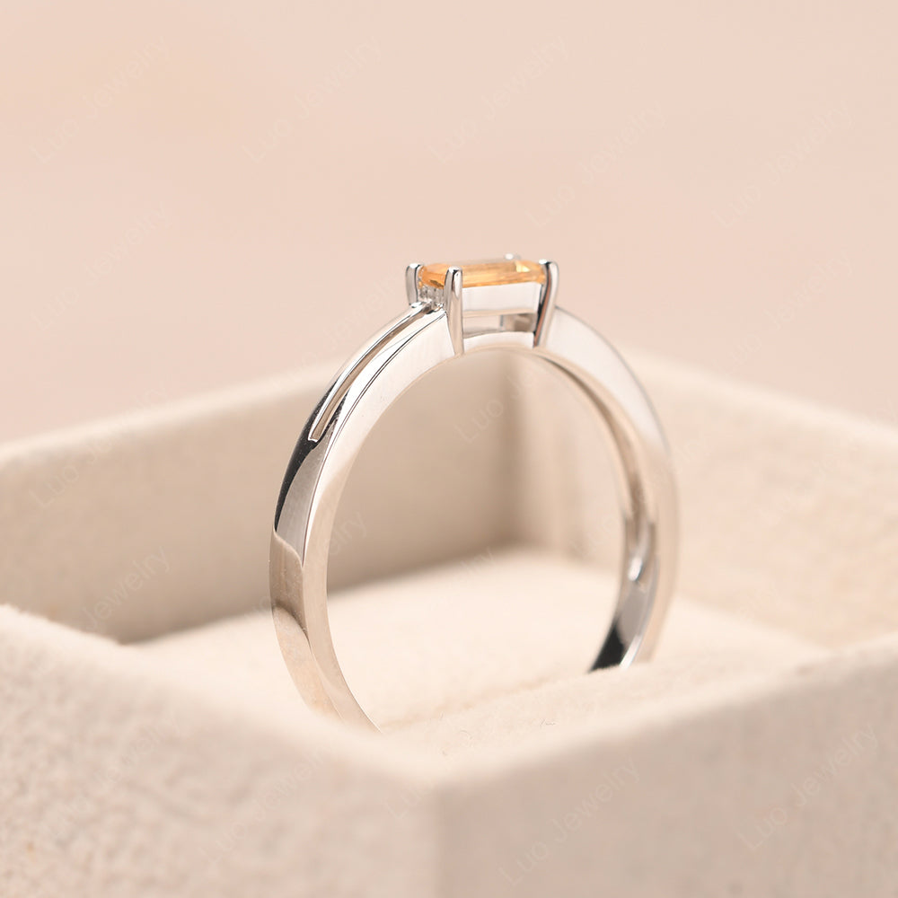 Horizontal Baguette Citrine Solitaire Ring - LUO Jewelry