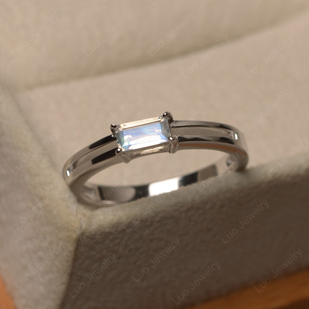 Horizontal Baguette Moonstone Solitaire Ring - LUO Jewelry