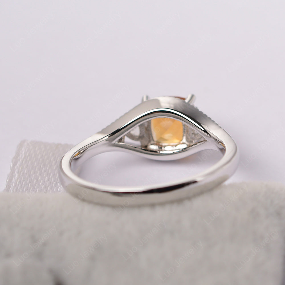 Vintage Citrine Ring With Trillion Side Stone - LUO Jewelry