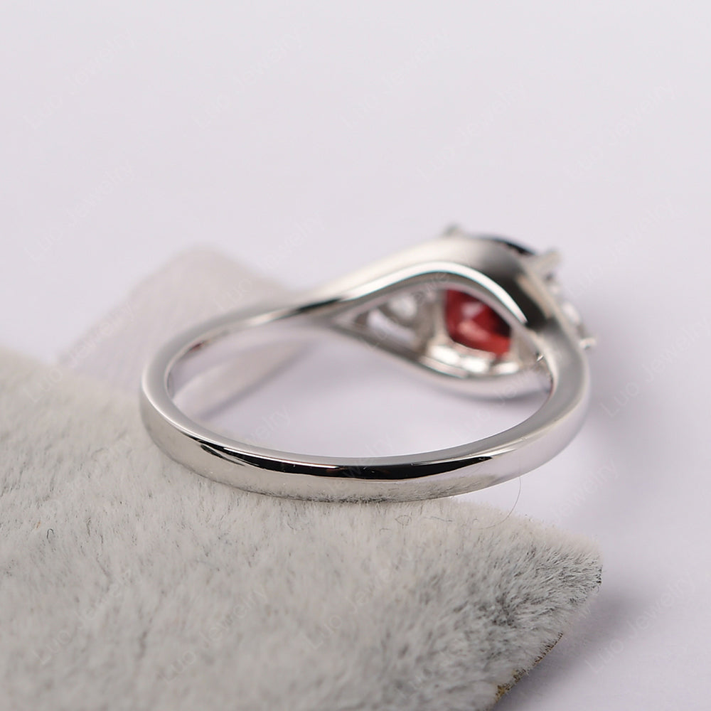 Vintage Garnet Ring With Trillion Side Stone - LUO Jewelry