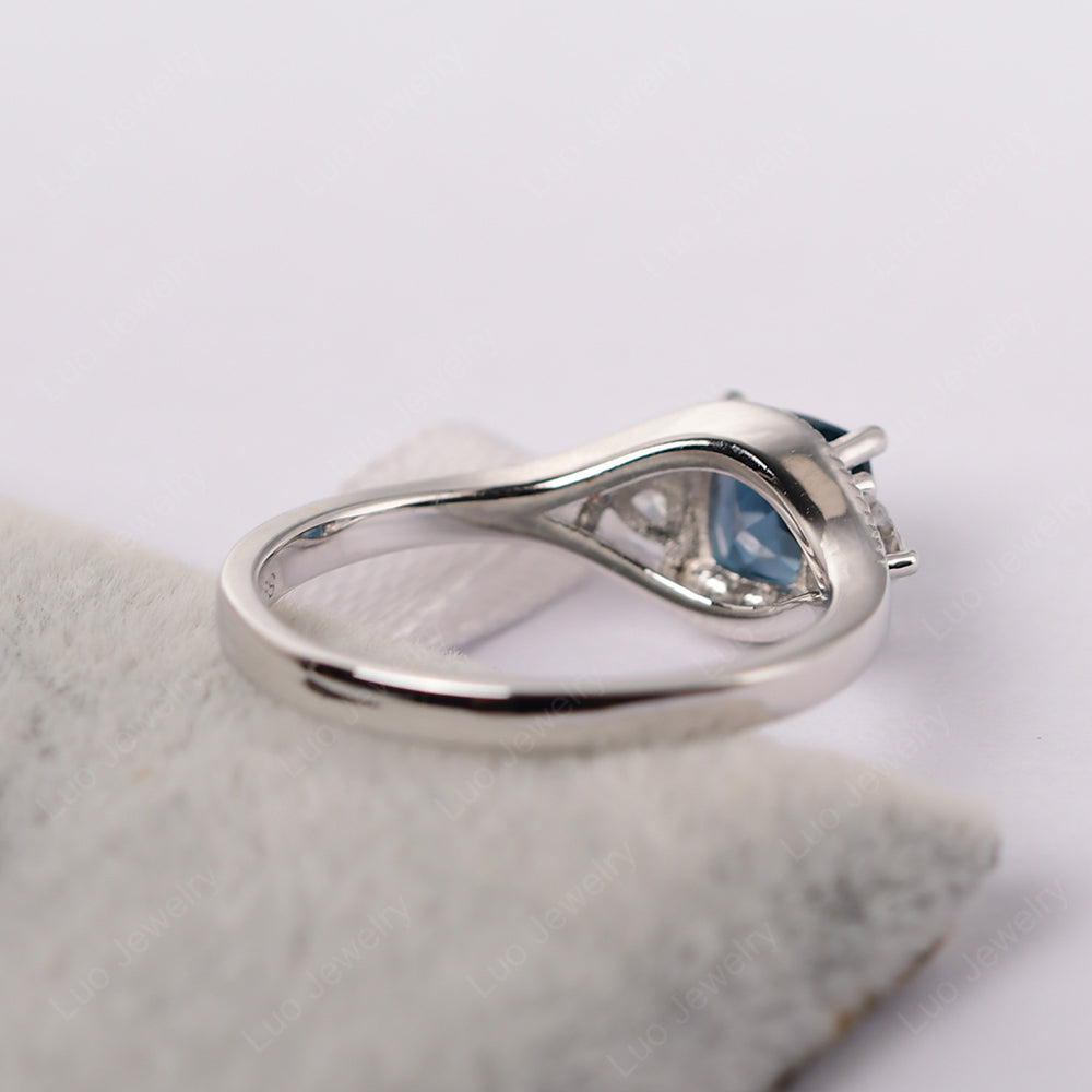 Vintage London Blue Topaz Ring With Trillion Side Stone - LUO Jewelry