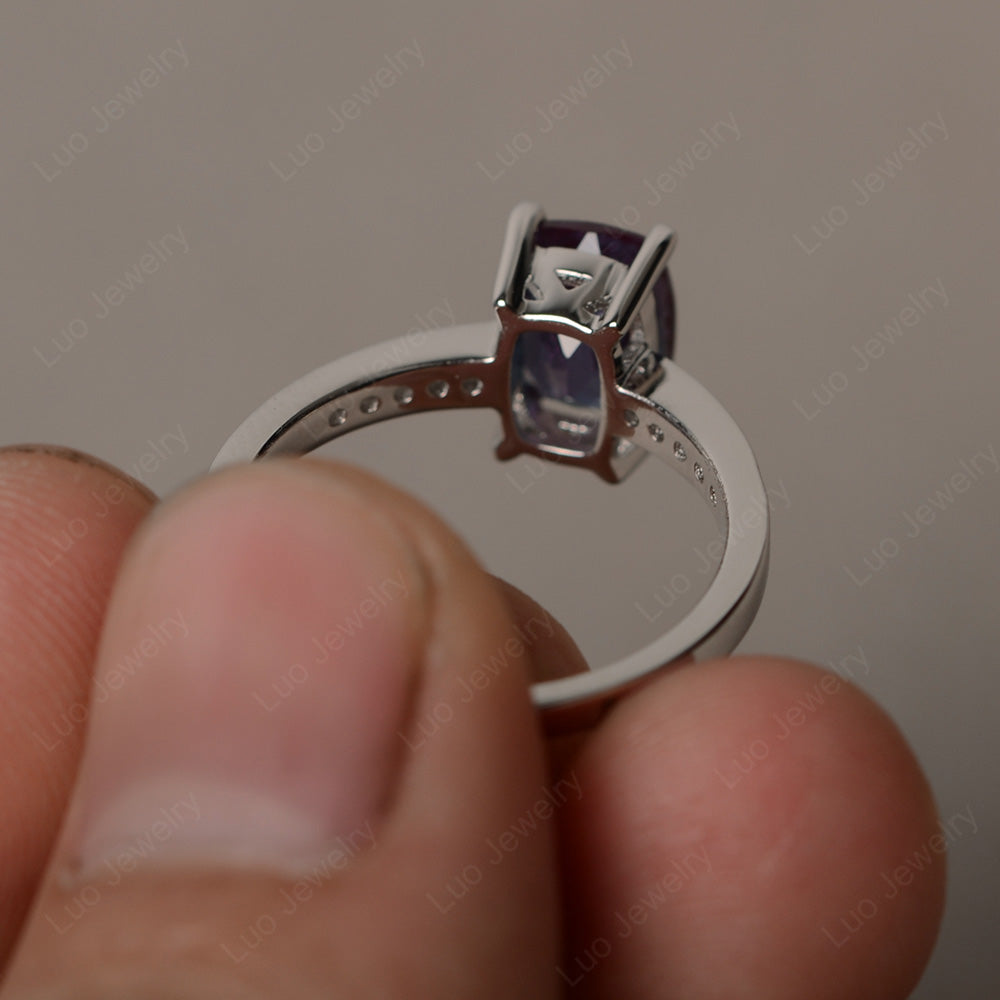 Elongated Cushion Cut Alexandrite Promise Ring - LUO Jewelry