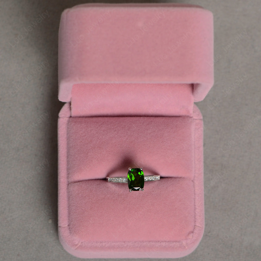 Elongated Cushion Cut Diopside Promise Ring - LUO Jewelry