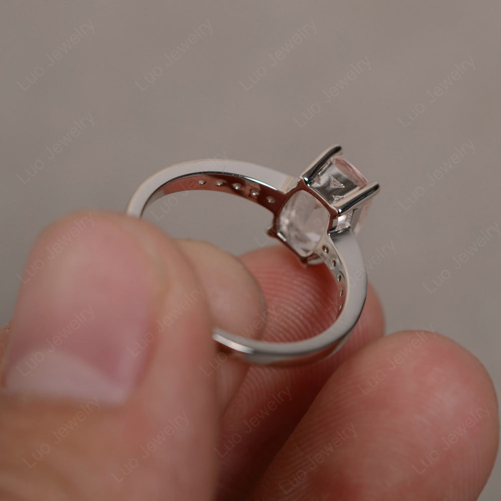 Elongated Cushion Cut Morganite Promise Ring - LUO Jewelry