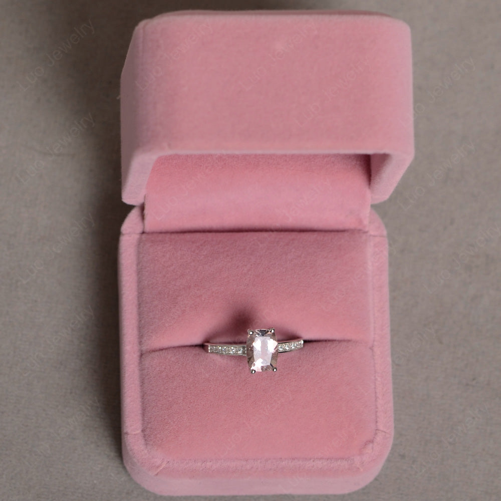 Elongated Cushion Cut Morganite Promise Ring - LUO Jewelry