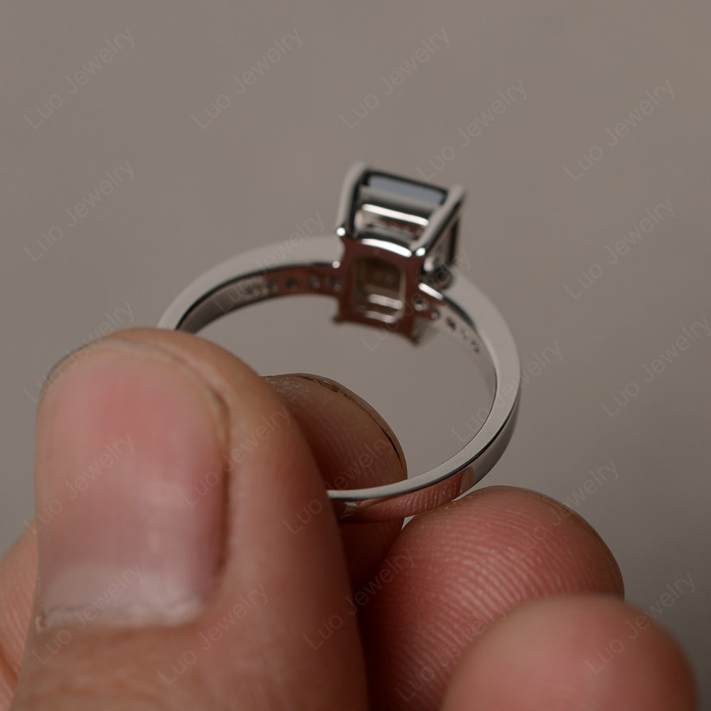 Elongated Cushion Cut Smoky Quartz  Promise Ring - LUO Jewelry