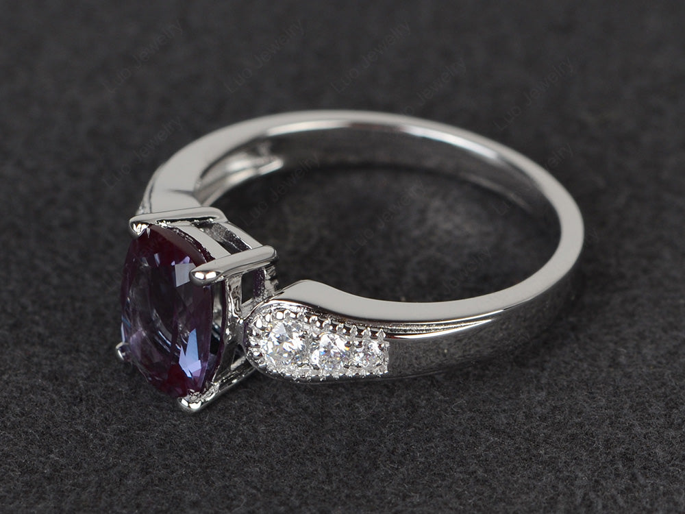 Vintage Cushion Cut Alexandrite Engagement Ring - LUO Jewelry