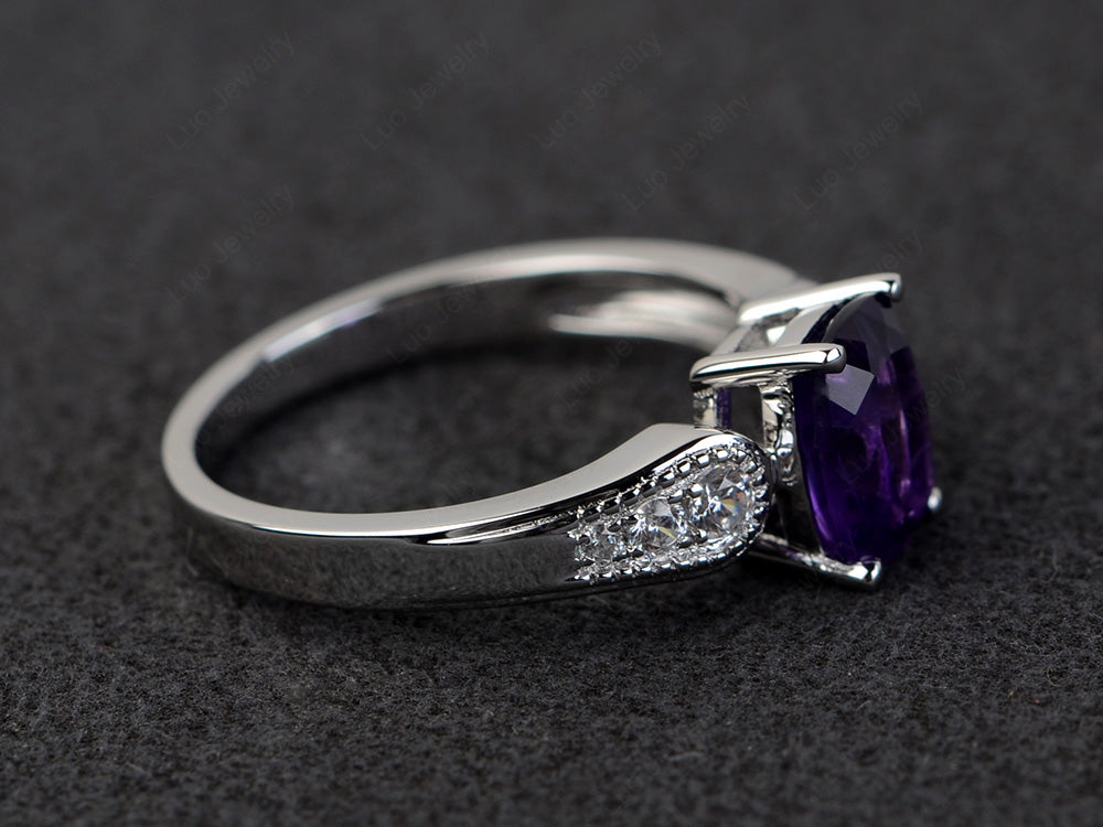 Vintage Cushion Cut Amethyst Engagement Ring - LUO Jewelry