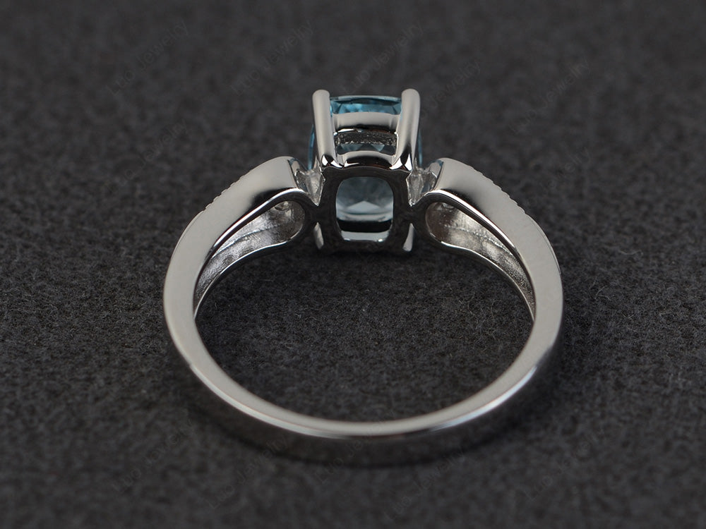 Vintage Cushion Cut Aquamarine Engagement Ring - LUO Jewelry