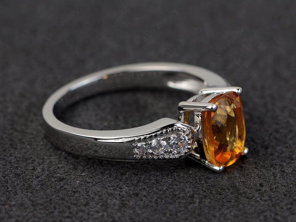 Vintage Cushion Cut Citrine Engagement Ring - LUO Jewelry
