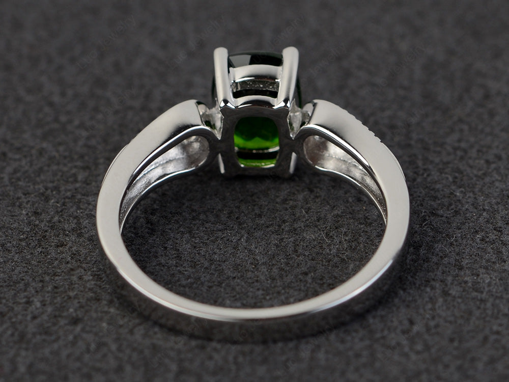 Vintage Cushion Cut Diopside Engagement Ring - LUO Jewelry