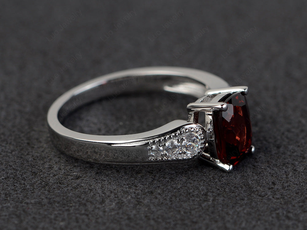 Vintage Cushion Cut Garnet Engagement Ring - LUO Jewelry