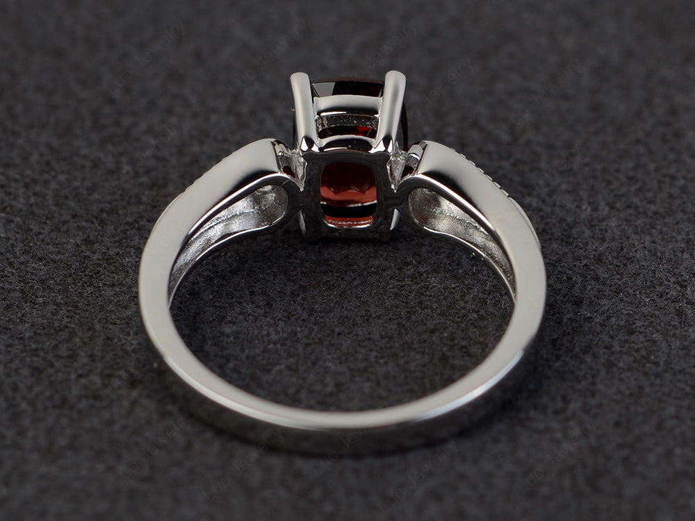 Vintage Cushion Cut Garnet Engagement Ring - LUO Jewelry