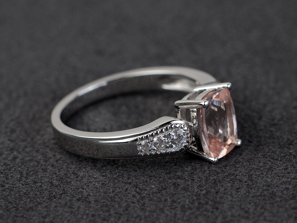 Vintage Cushion Cut Morganite Engagement Ring - LUO Jewelry