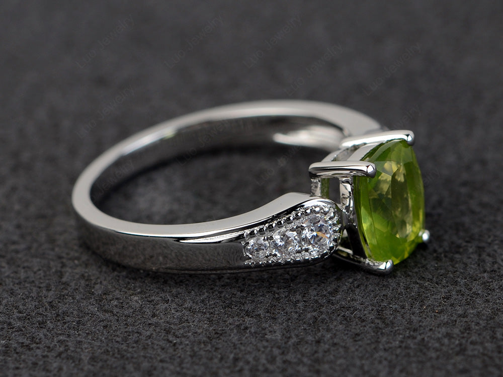 Vintage Cushion Cut Peridot Engagement Ring - LUO Jewelry